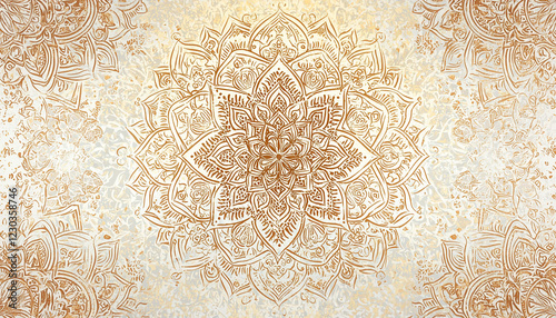 Ornate golden mandala design, background texture, decorative art, website header