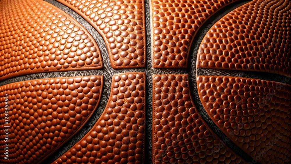 Fototapeta premium Smooth leather basketball texture with a subtle sheen, leather, supple, athletic equipment, sportswear, smooth