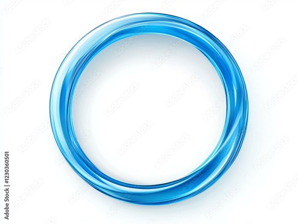 Blue glass circle with smooth gradient and transparent reflection Blue glass circle with smooth gradient and transparent reflection