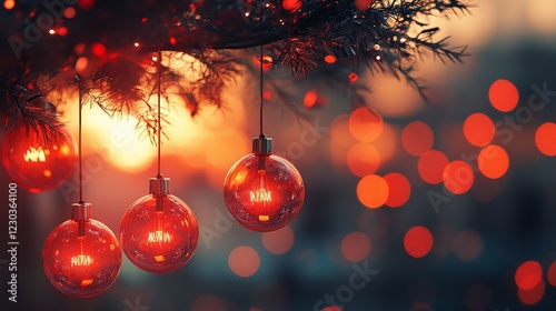 red decorative bulbs in the garden