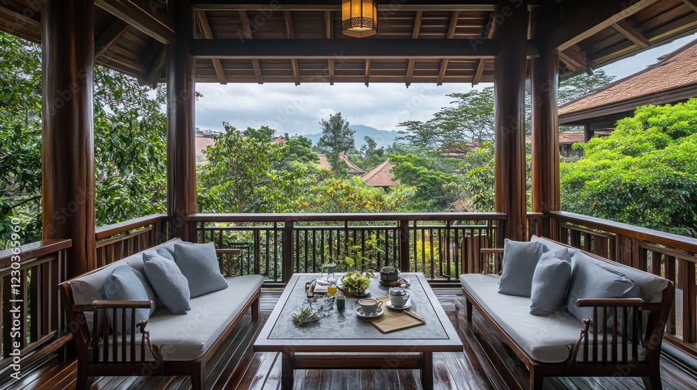 Obraz premium Scenic Balcony with Mountain Views