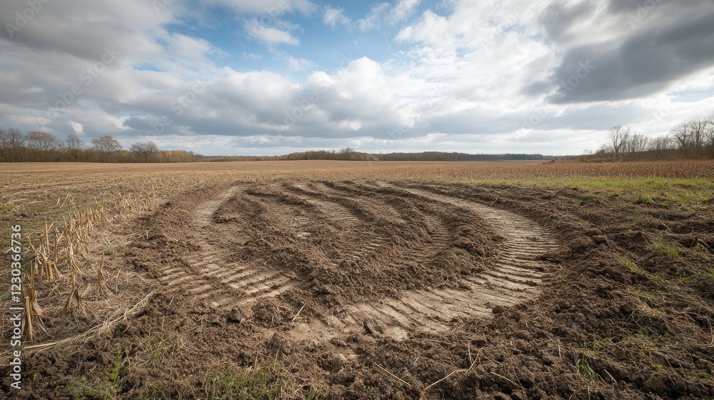 Tire Tracks in a Ploughed Field Tire Tracks in a Ploughed Field
