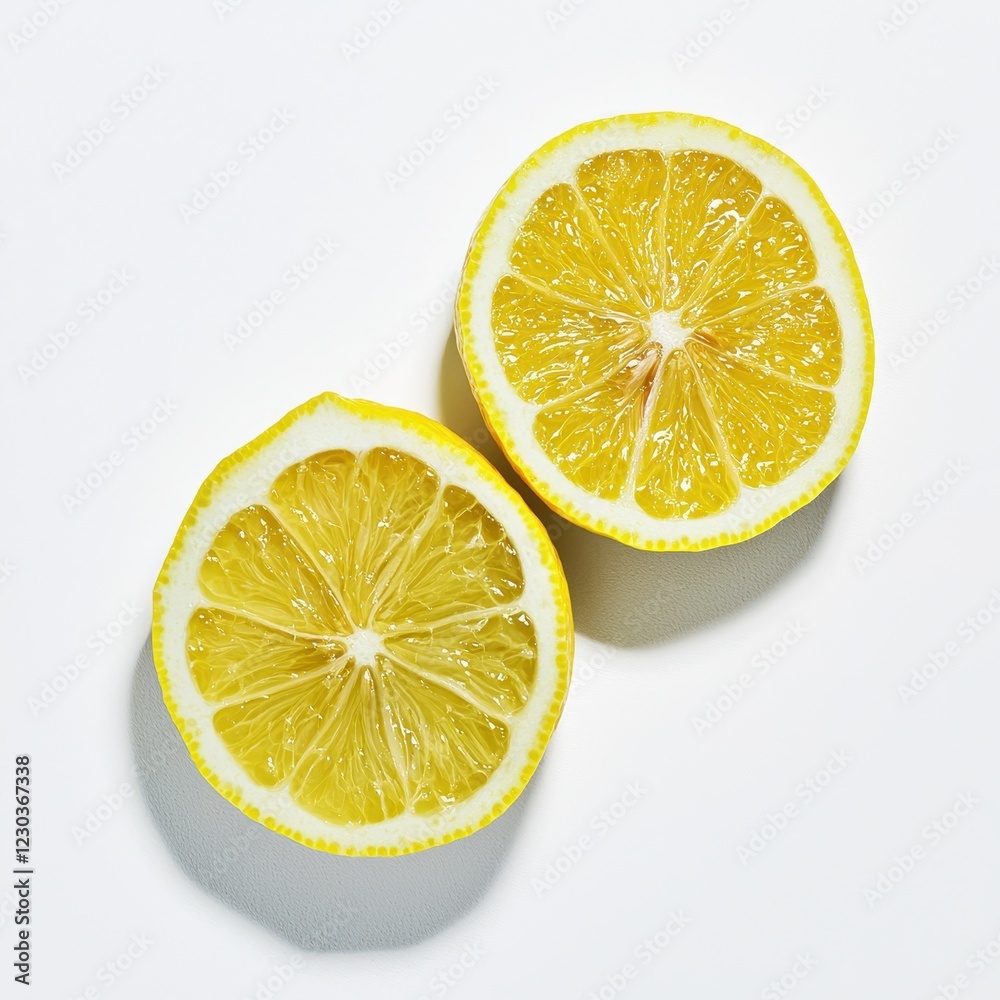 Freshly Cut Lemon Halves on a Bright White Background Freshly Cut Lemon Halves on a Bright White Background