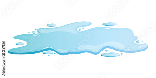 Water spill puddle. Blue liquid shape in flat style. Vector fluid drop design element isolated on white background.