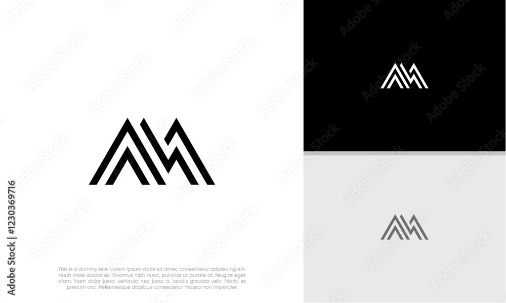 Initials M logo design. Initial Letter Logo. Innovative high tech logo template. Initials M logo design. Initial Letter Logo. Innovative high tech logo template.