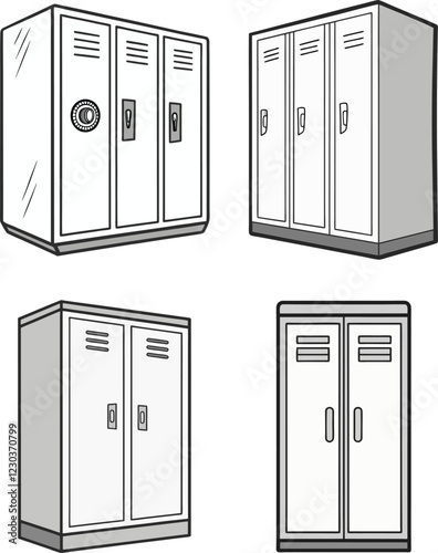 Detailed Bank Vault Illustrations. High Resolution Vector Illustrations of Safes for Security System Advertisements, Bank Marketing, and Financial Content.
