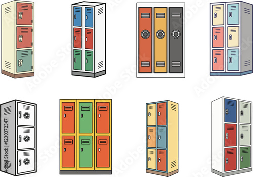 Detailed Bank Vault Illustrations. High Resolution Vector Illustrations of Safes for Security System Advertisements, Bank Marketing, and Financial Content.