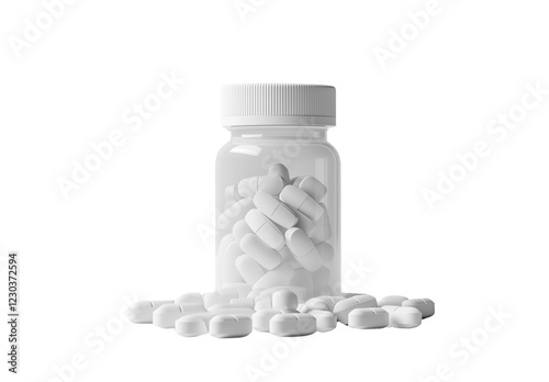 a plastic bottle for medical pills or flooring isolated on a transparent background 