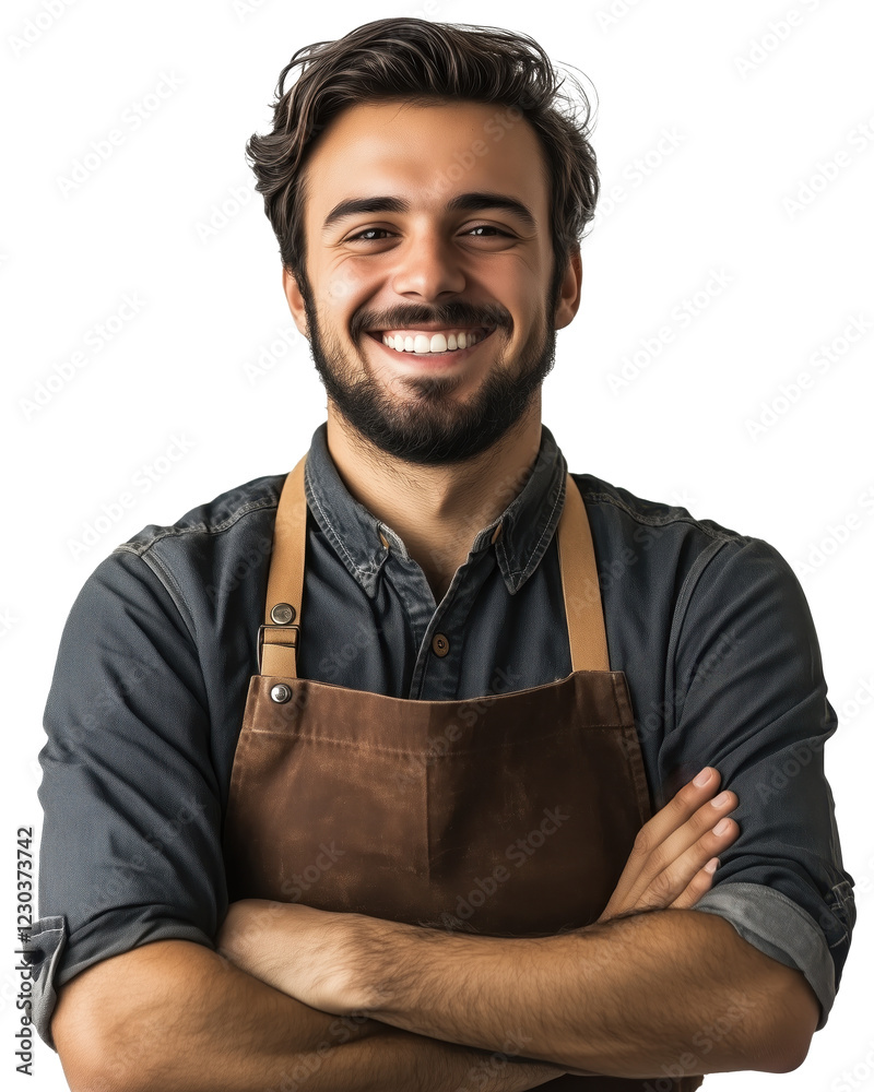 Portrait of a confident male barista, transparent background (PNG) Portrait of a confident male barista, transparent background (PNG)