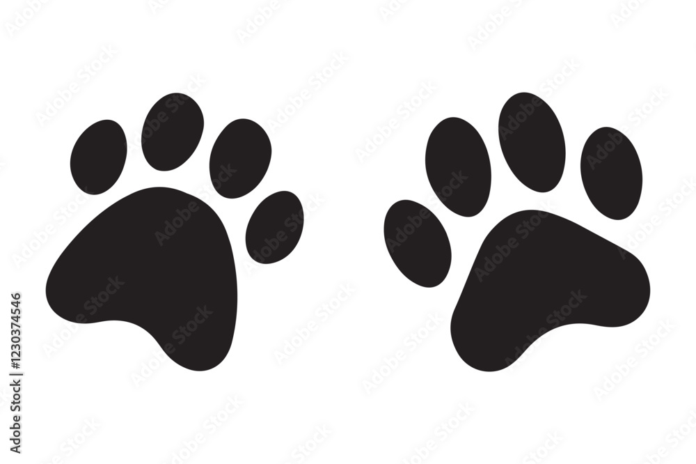 cat and dog paw icon vector illustration on white background cat and dog paw icon vector illustration on white background