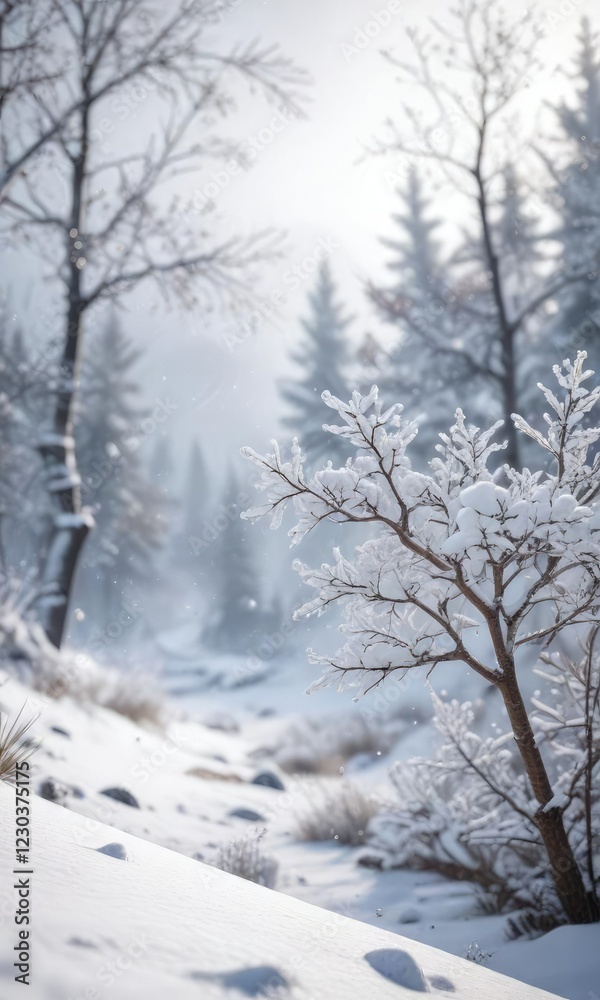 Softly falling snowflakes in a pristine white snowy environment, untouched snow, pristine white snow Softly falling snowflakes in a pristine white snowy environment, untouched snow, pristine white snow