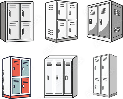 Detailed Bank Vault Illustrations. High Resolution Vector Illustrations of Safes for Security System Advertisements, Bank Marketing, and Financial Content.