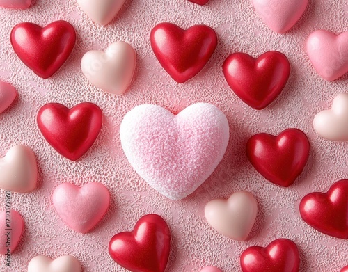 Red and Pink Candy Hearts: Valentine's Day Background