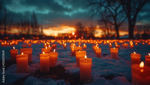 World Cancer Day Candlelight Vigil: Participants Holding Glowing Candles in a Peaceful and Reflective Tribute at Dusk