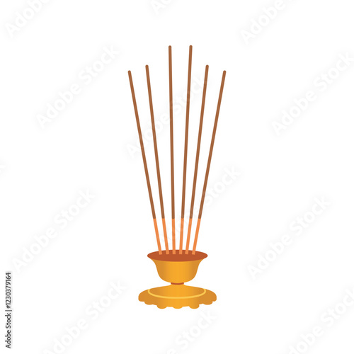 Incense sticks or agarbatti in golden stand icon or logo