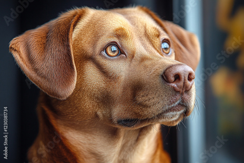 Wallpaper Mural A Golden Brown Dog Looks Pensively Out A Window Torontodigital.ca