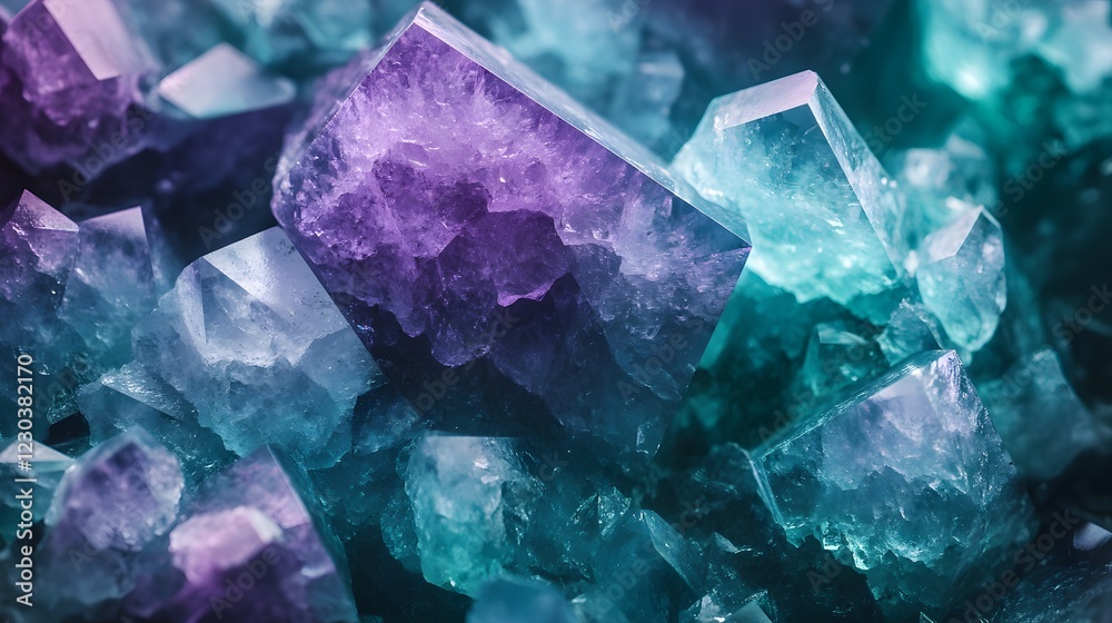 Vibrant Fluorite Crystal Background with Intricate Textures and Mesmerizing Geometric Patterns Vibrant Fluorite Crystal Background with Intricate Textures and Mesmerizing Geometric Patterns