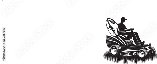 Zero Turn Lawn Mower Lawn Care silhouette illustration with grass vector illustration