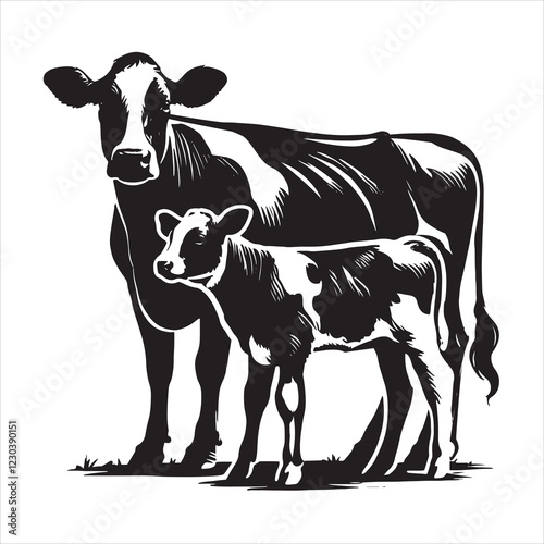 Dairy cow and calf vector