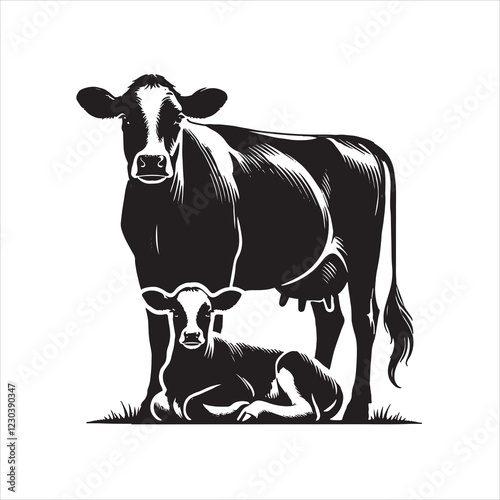 Dairy cow and calf vector