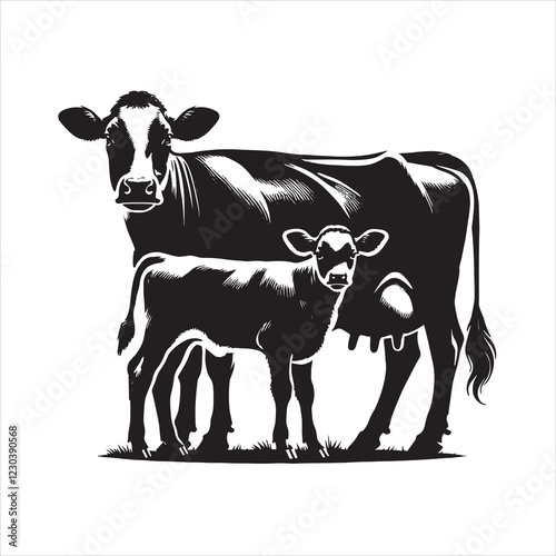Dairy cow and calf vector