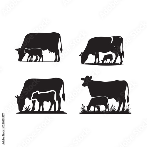 Dairy cow and calf vector