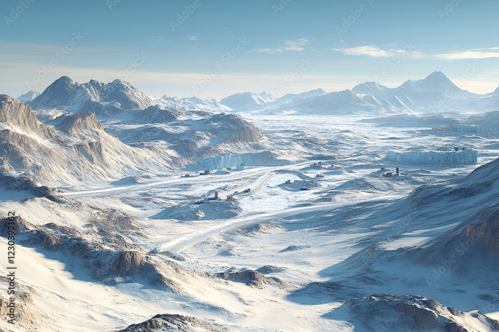 Fototapeta premium Landscape photo of Greenland's icy and rocky landscape.