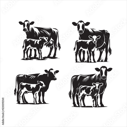 Dairy cow and calf vector