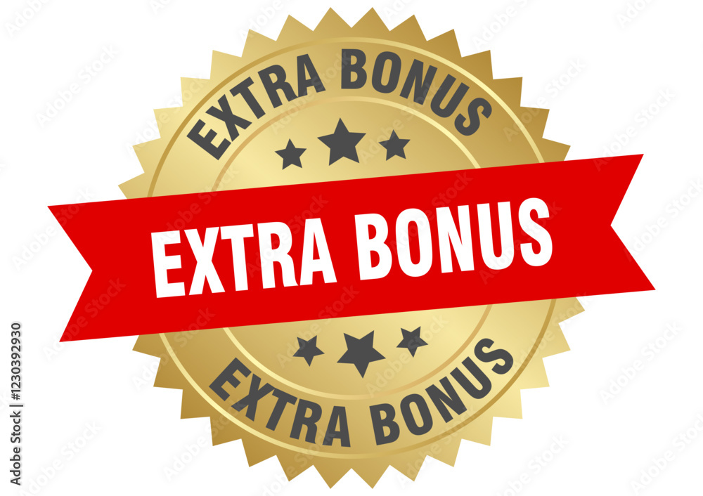 extra bonus. extra bonus round red and gold label isolated on transparent background extra bonus. extra bonus round red and gold label isolated on transparent background