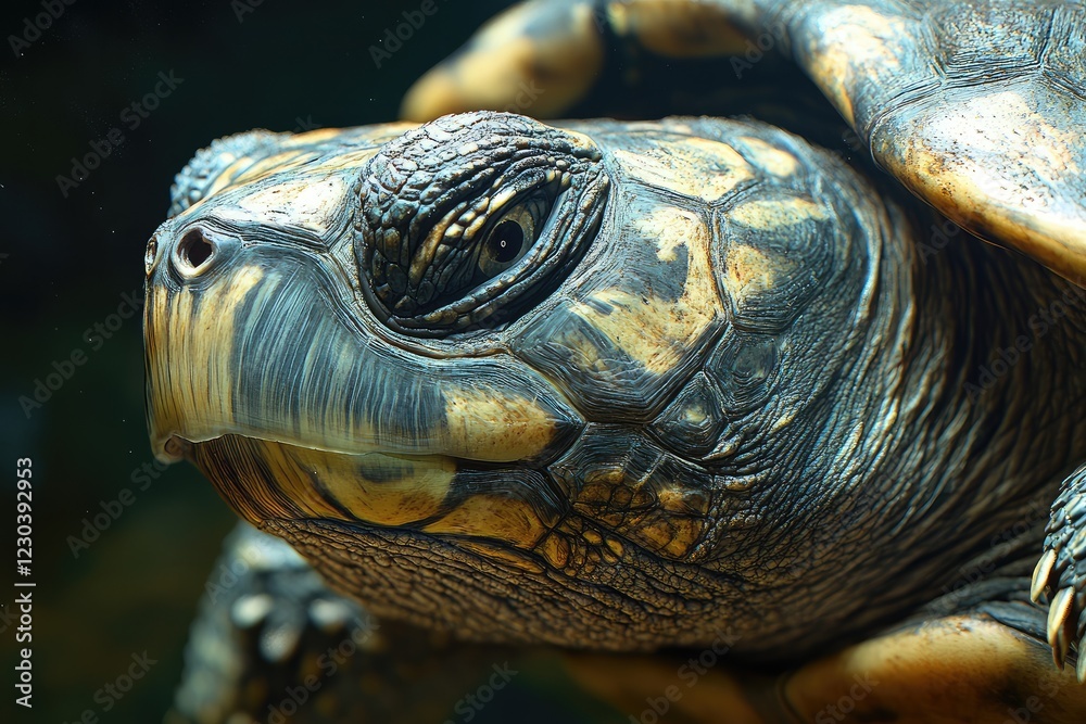 A close-up of a turtle's flipper, focusing on its movement and texture, highlighting the adaptations that enable turtles to navigate through water efficiently A close-up of a turtle's flipper, focusing on its movement and texture, highlighting the adaptations that enable turtles to navigate through water efficiently