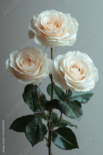 White Roses with Buds: Floral Arrangement in Soft Light photo