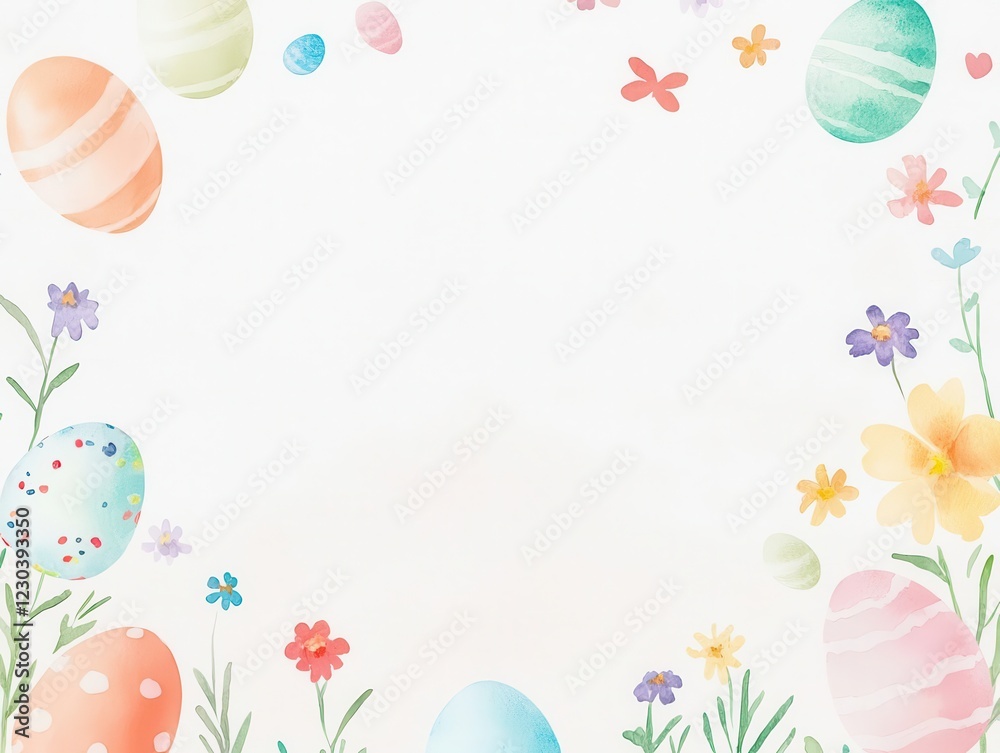 Colorful Easter eggs surrounded by vibrant flowers and butterflies. Colorful Easter eggs surrounded by vibrant flowers and butterflies.