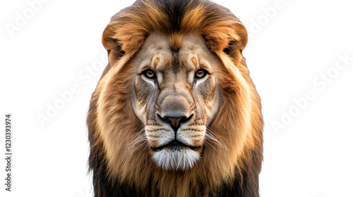  A lion   s face in close-up on a transparent background