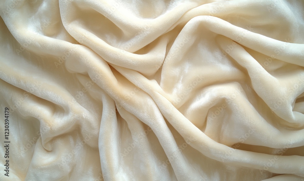 Obraz premium Soft, creamy beige fabric with draped folds and subtle texture.