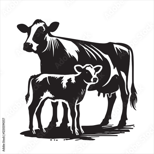 Dairy cow and calf vector