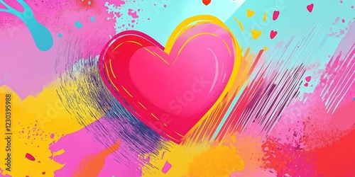 vibrant abstract saint valentine pop art background with romantic colors, Generative AI
