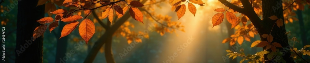 Shimmering leaves on trees illuminated by soft glow, nature, serene, shimmering Shimmering leaves on trees illuminated by soft glow, nature, serene, shimmering