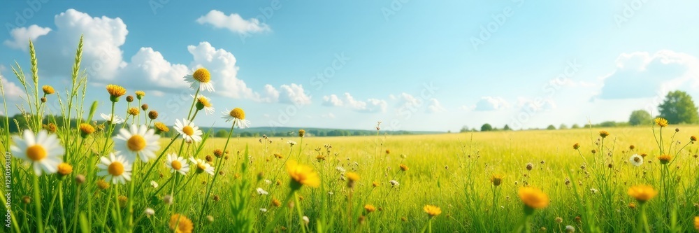 Fototapeta premium Summer meadow with buckwheat and other tall grasses, nature, summer, landscape