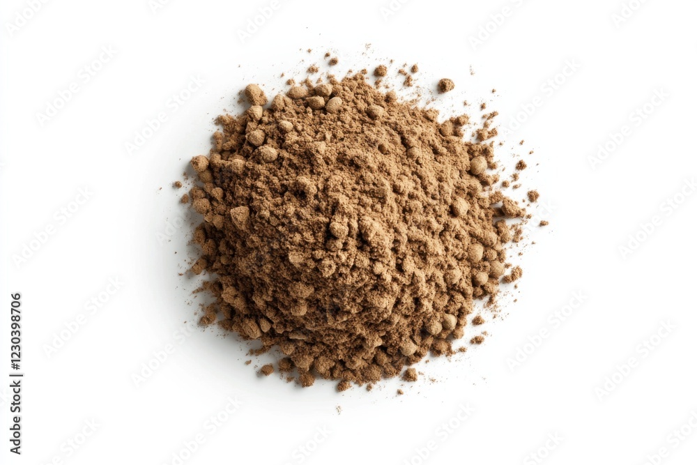 Ground cardamom, close-up, white background, culinary spice Ground cardamom, close-up, white background, culinary spice
