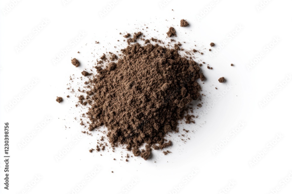 Ground cardamom, close-up, white background, culinary spice Ground cardamom, close-up, white background, culinary spice