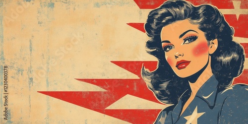 Wallpaper Mural Retro Woman Patriotic Style American Image Torontodigital.ca