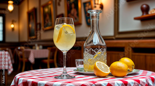 Concept of tasty drink, Limoncello, space for text. High quality photo