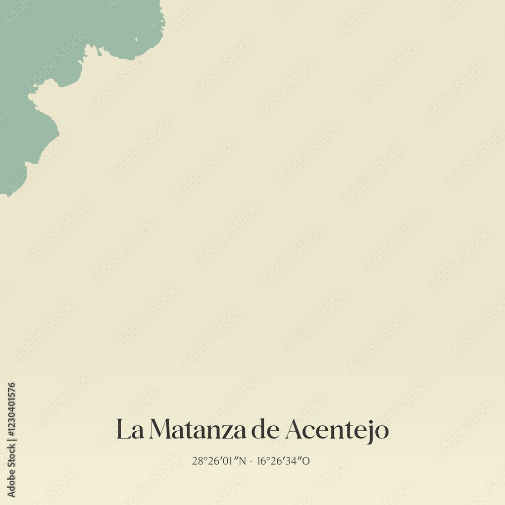 Obraz premium Retro Spanish map of La Matanza de Acentejo, Islas Canarias. Vintage street map.