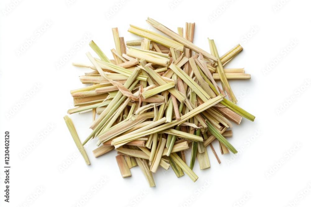 Dried lemongrass on white background, isolated, herbal remedy concept Dried lemongrass on white background, isolated, herbal remedy concept
