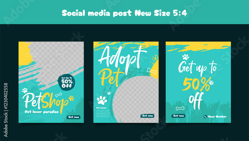 Set of Social media templates for pet shop, dog grooming and sale promotion. 