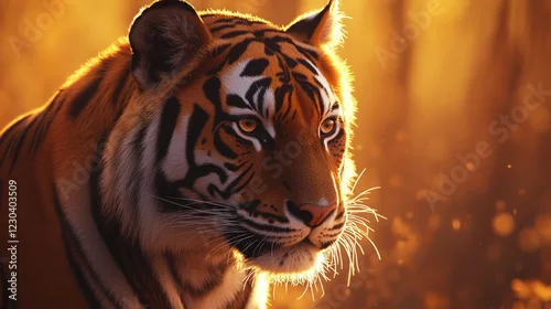 Obraz Majestic tiger sunset forest wildlife nature