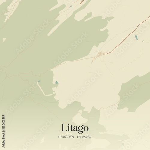 Retro Spanish map of Litago, Arag�n. Vintage street map. photo