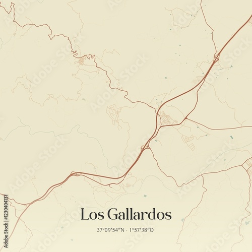 Retro Spanish map of Los Gallardos, Andaluc�a. Vintage street map. photo