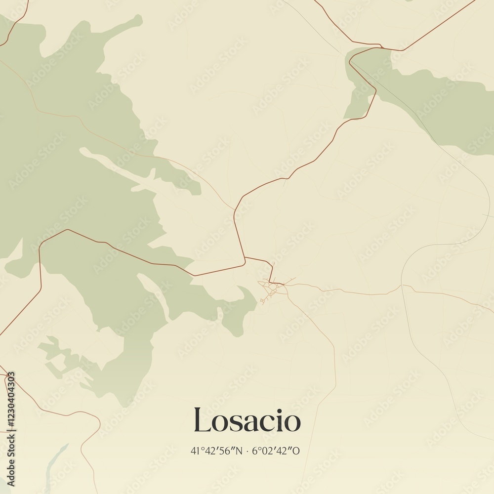 Obraz premium Retro Spanish map of Losacio, Castilla y Le�n. Vintage street map.
