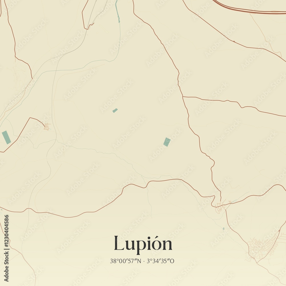 Obraz premium Retro Spanish map of Lupi�n, Andaluc�a. Vintage street map.